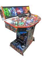 1194 4-player, yellow buttons, green buttons, blue buttons, red buttons, lighted, blue trackball, blue trim, orange trim, tron joystick, spinner, marvel, dc